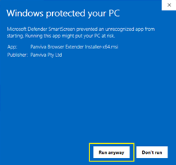 Windows protection message  - Run anyway button