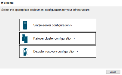 failover cluster configuration wizard welcome page