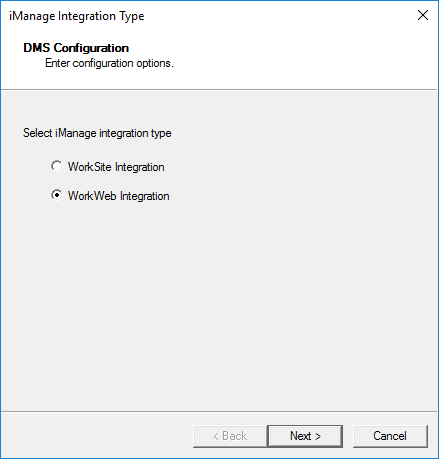 imanage integration type wizard step example