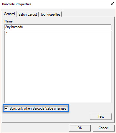 barcode properties dialog box