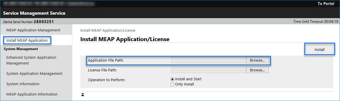 install meap application license page