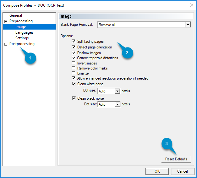 compose profiles dialog box