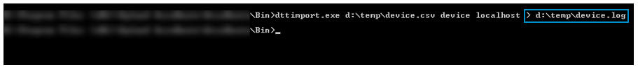 command prompt dtt import log example