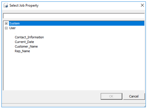 select job property dialog box