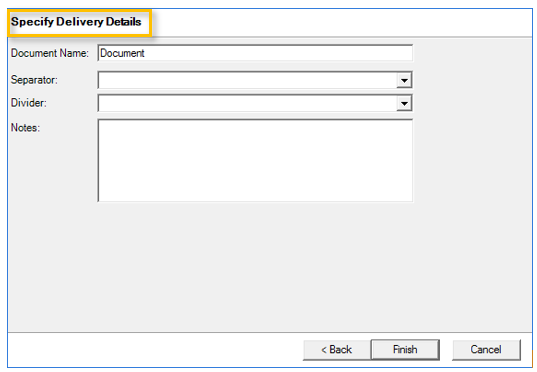 specify delivery details dialog box example