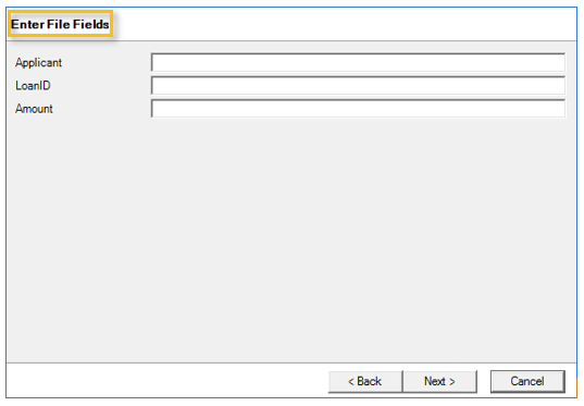 enter file fields dialog box example