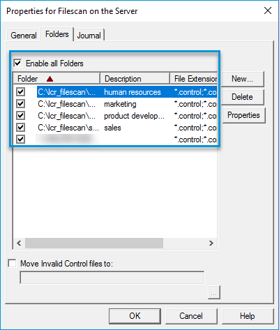 filescan properties enable all folders dialog box