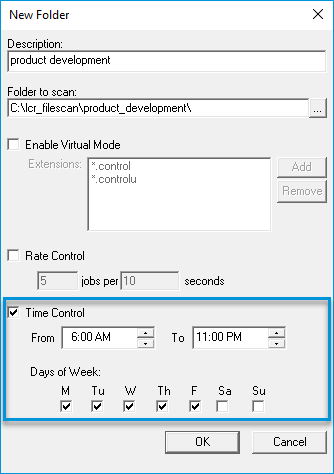 new folder time control dialog box