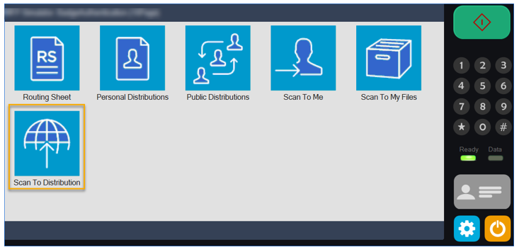 scan to distribution button on the home page device simulator example