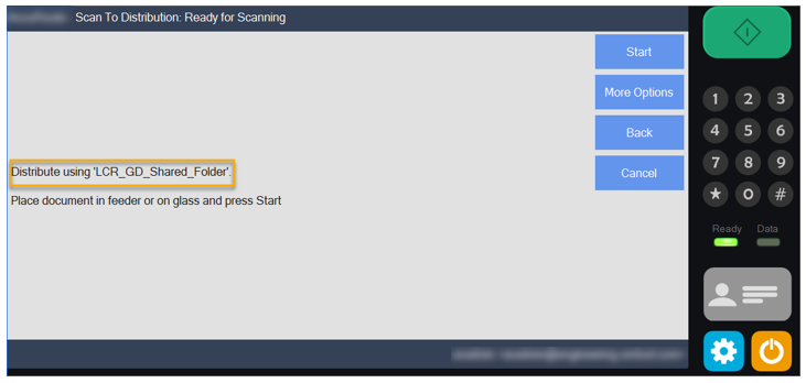 start button to scan to the google drive shared folder distribution device simulator example