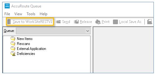 accuroute queue save to worksiteRESTV2 dialog box example 