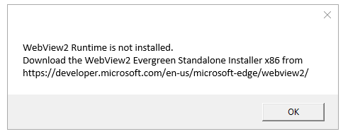 webview2 runtime is not installed message