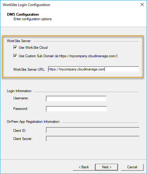 dms configuration wizard use custom sub domain example