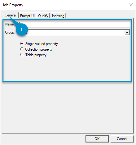 job property general dialog box