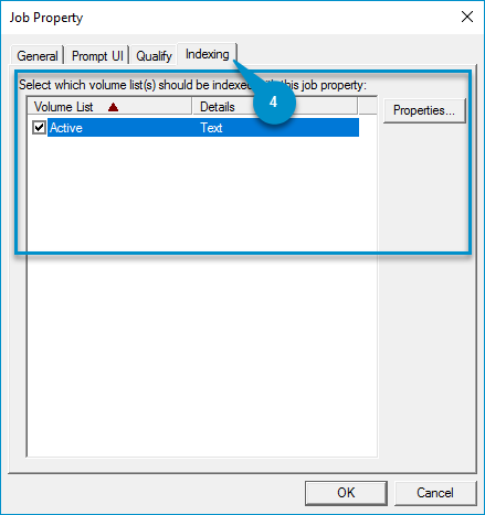 job property indexing dialog box
