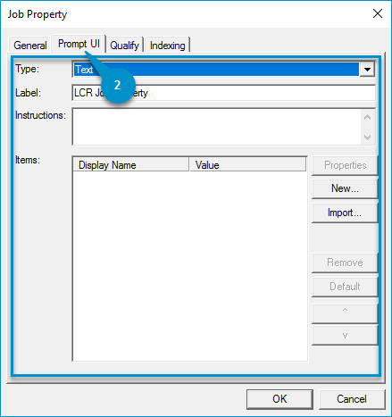 job property prompt ui dialog box