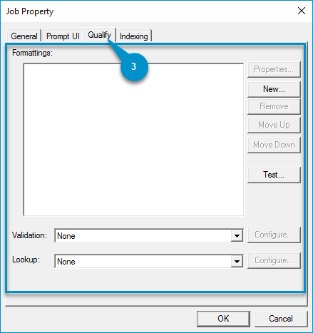 job property qualify dialog box