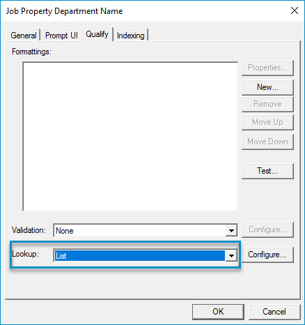 job property qualify tab lookup as a list dialog box example