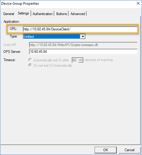 device group properties dialog box example application url