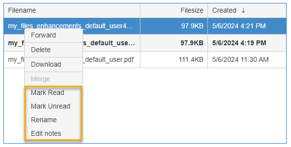 my files shortcut menu example