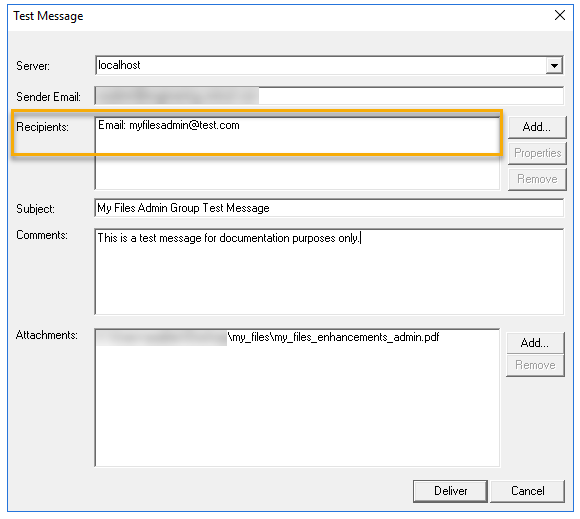 administrator group test message dialog box example