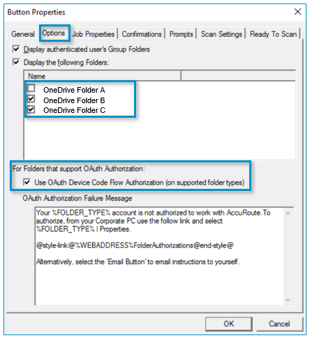button properties options dialog box example 