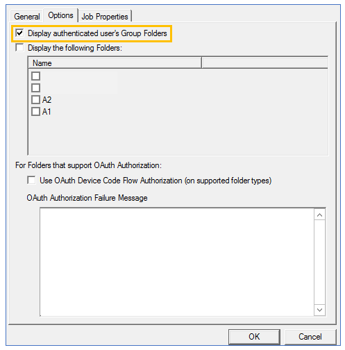 device group button properties dialog box example A folders