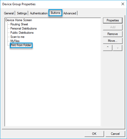 device group properties dialog box example buttons print from folder