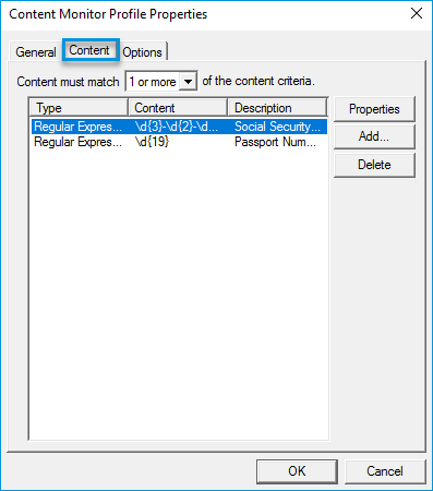 social security number cm profile content criteria dialog box example