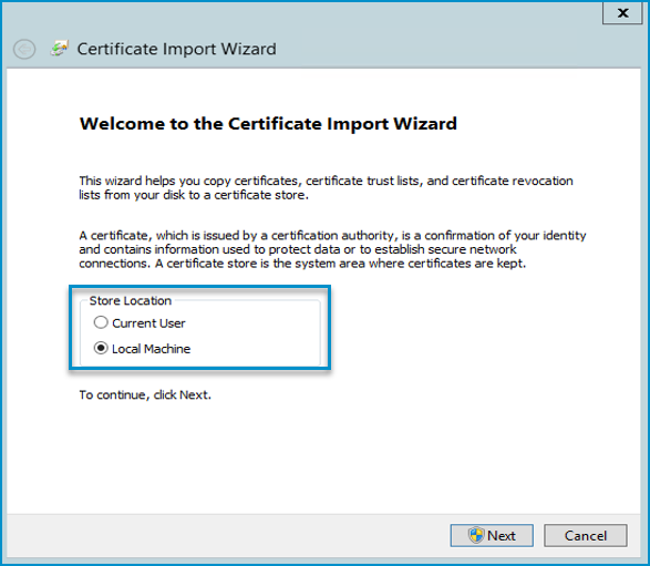 Certificate Import Wizard Example