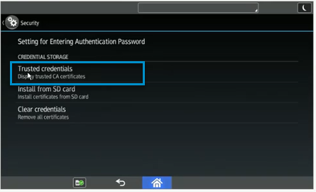 ricoh device security trusted credentials display