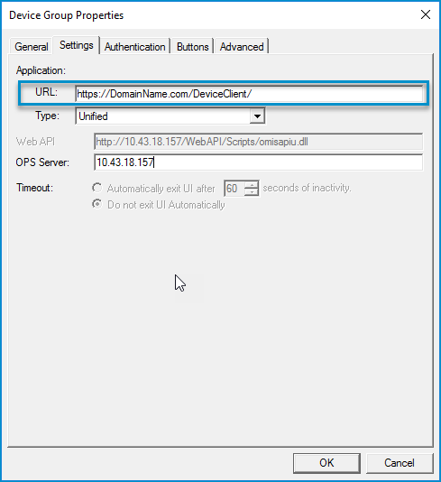 device group properties dialog box