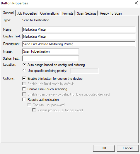 button properties dialog box example marketing printer