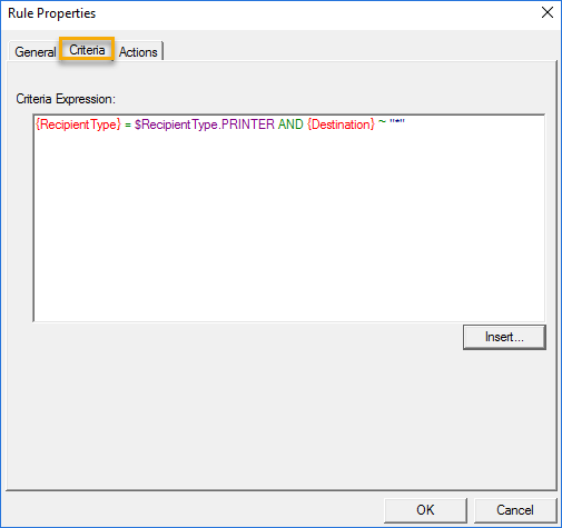 criteria expression dialog box example