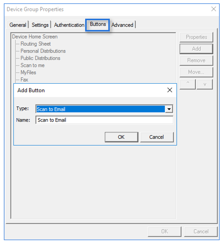 device group properties buttons dialog box example scan to email