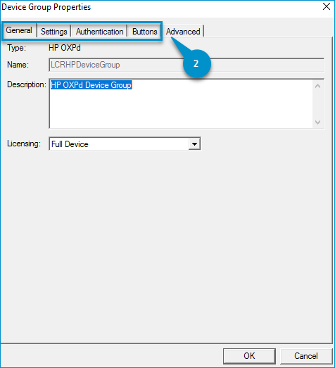 device group properties dialog box