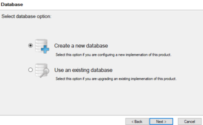 failover cluster configuration wizard database page