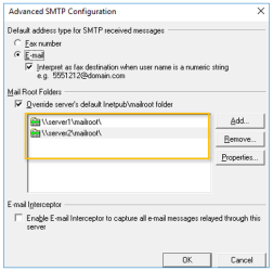 shared mail root folder properties server 1 and 2 example