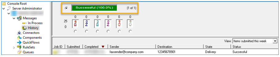 delivery status messages between ny and fl history sending server