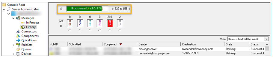 fl server b (receiving server) history