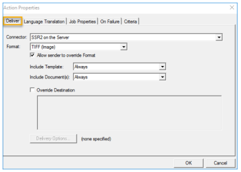 rule properties dialog box example action
