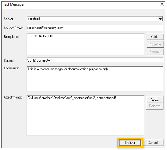 ssr2 test fax message dialog box example