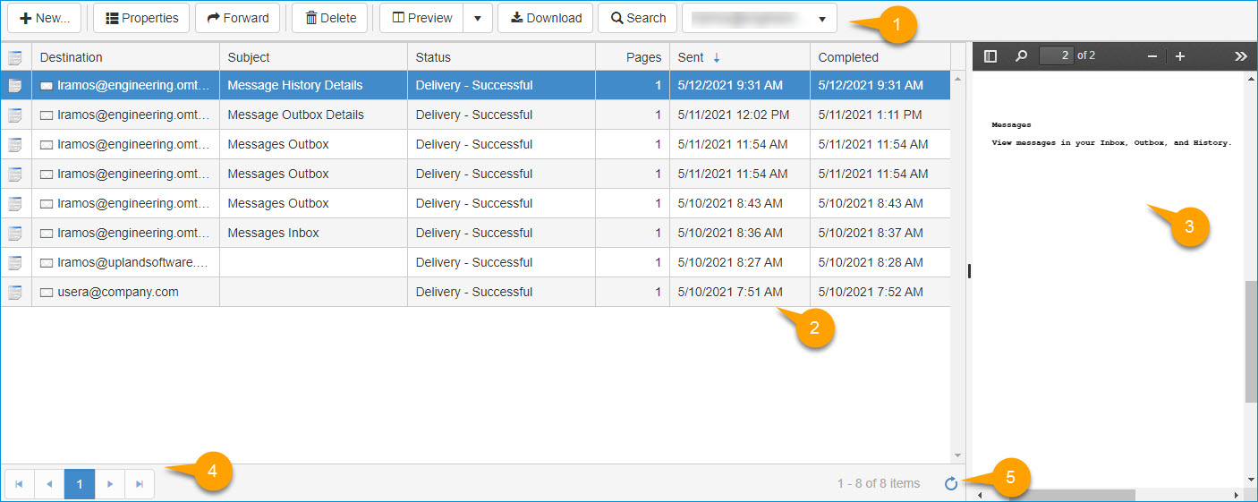 messages history at a glance