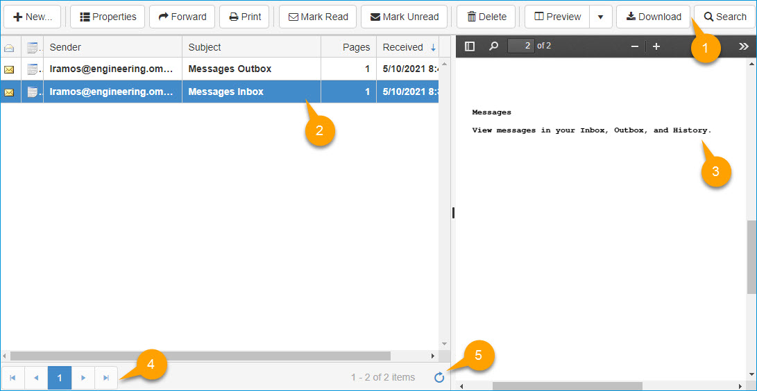 messages at a glance inbox