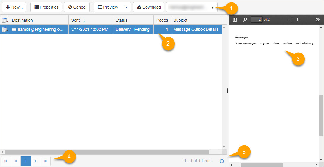 messages at a glance outbox