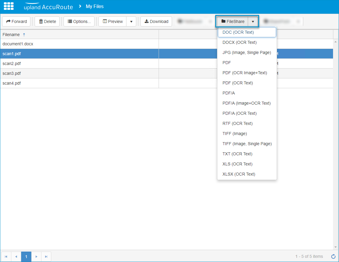 my files dms document format menu example