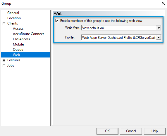 group properties dialog box with the webapps profile group permissaion 