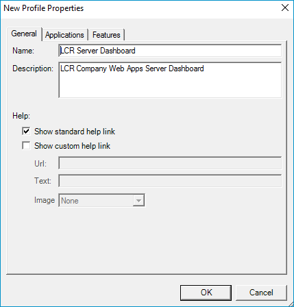 new profile properties general dialog box example
