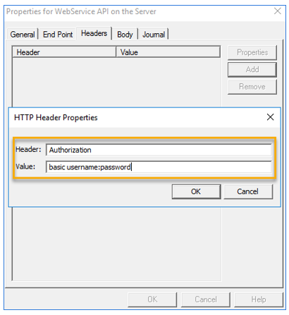 http header properties dialog box example