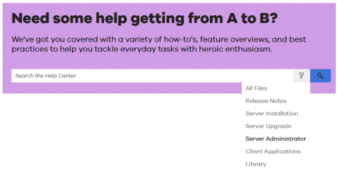 help center search filters
